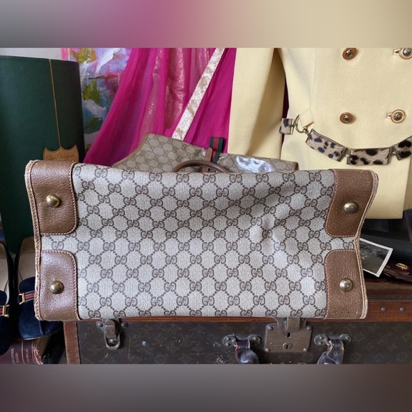 Rare Vintage GUCCI GG Monogram Tote Bag Purse Handbag Carry On Luggage Duffle GG - Picture 5 of 12